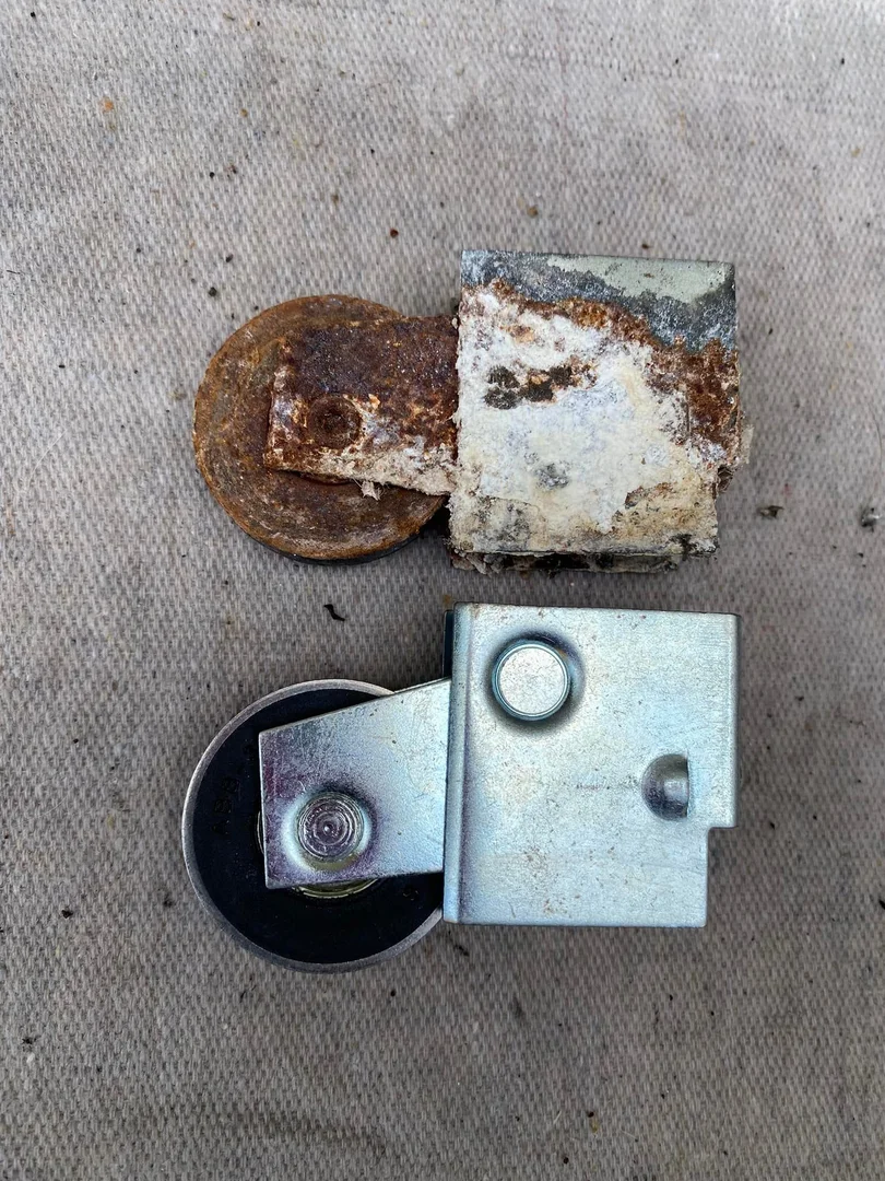 Sliding glass door roller replacement before and after