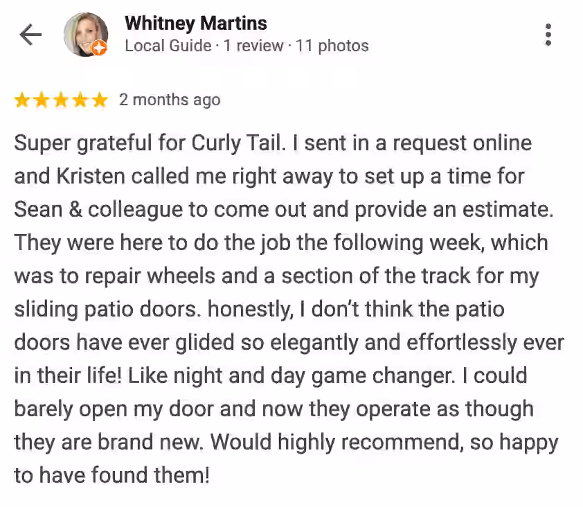 5-star Google review from satisfied customer